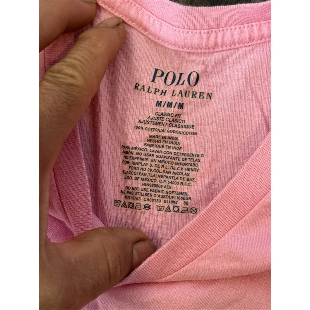 Polo Ralph Lauren Shirt Men Midiun Pink Crew Neck Short Sleeve Classic Fit Logo